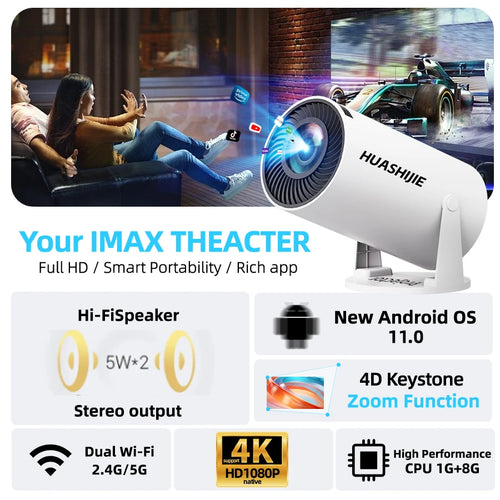 HomeMan HD Smart Wireless Projector