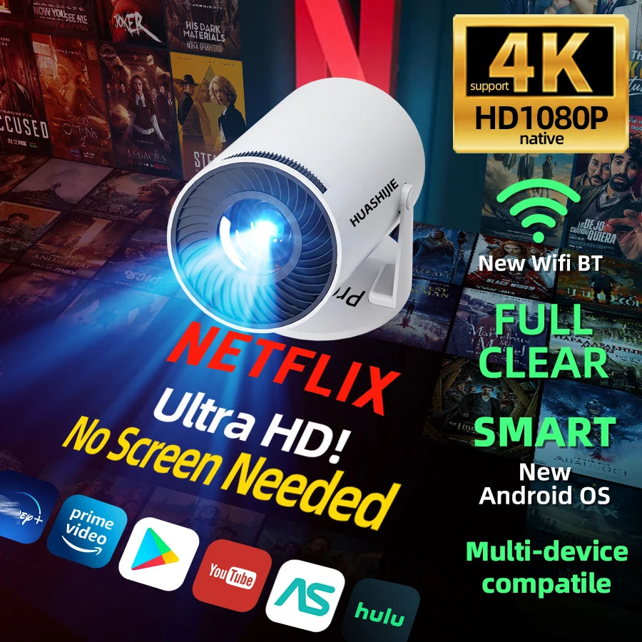 HomeMan HD Smart Wireless Projector